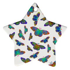 Butterflies T- Shirt Colorful Butterflies In Rainbow Colors T- Shirt Ornament (Star)