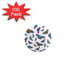 Butterflies T- Shirt Colorful Butterflies In Rainbow Colors T- Shirt 1  Mini Magnets (100 pack) 