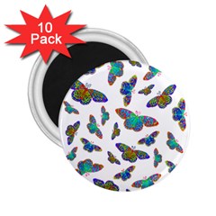 Butterflies T- Shirt Colorful Butterflies In Rainbow Colors T- Shirt 2.25  Magnets (10 pack) 