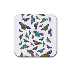 Butterflies T- Shirt Colorful Butterflies In Rainbow Colors T- Shirt Rubber Coaster (Square)