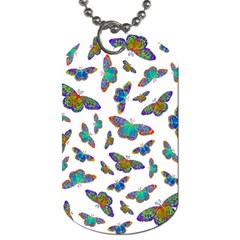 Butterflies T- Shirt Colorful Butterflies In Rainbow Colors T- Shirt Dog Tag (One Side)