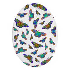 Butterflies T- Shirt Colorful Butterflies In Rainbow Colors T- Shirt Oval Ornament (Two Sides)