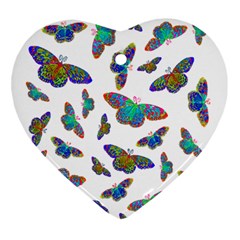 Butterflies T- Shirt Colorful Butterflies In Rainbow Colors T- Shirt Heart Ornament (two Sides)