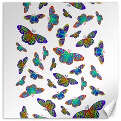 Butterflies T- Shirt Colorful Butterflies In Rainbow Colors T- Shirt Canvas 12  x 12 