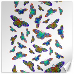 Butterflies T- Shirt Colorful Butterflies In Rainbow Colors T- Shirt Canvas 16  x 16 