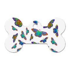Butterflies T- Shirt Colorful Butterflies In Rainbow Colors T- Shirt Dog Tag Bone (One Side)