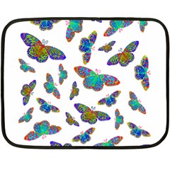 Butterflies T- Shirt Colorful Butterflies In Rainbow Colors T- Shirt Two Sides Fleece Blanket (Mini)