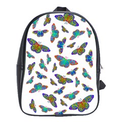 Butterflies T- Shirt Colorful Butterflies In Rainbow Colors T- Shirt School Bag (Large)