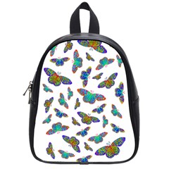Butterflies T- Shirt Colorful Butterflies In Rainbow Colors T- Shirt School Bag (Small)