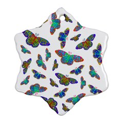 Butterflies T- Shirt Colorful Butterflies In Rainbow Colors T- Shirt Ornament (Snowflake)