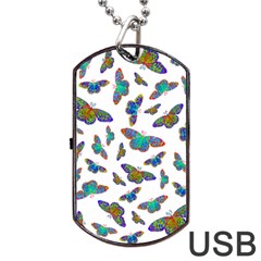 Butterflies T- Shirt Colorful Butterflies In Rainbow Colors T- Shirt Dog Tag USB Flash (One Side)