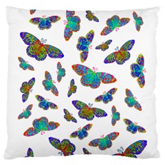 Butterflies T- Shirt Colorful Butterflies In Rainbow Colors T- Shirt Large Cushion Case (One Side)