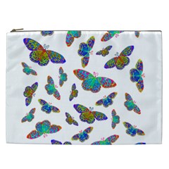 Butterflies T- Shirt Colorful Butterflies In Rainbow Colors T- Shirt Cosmetic Bag (XXL)