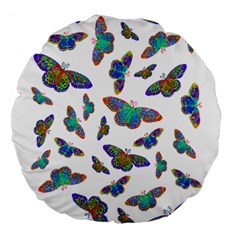 Butterflies T- Shirt Colorful Butterflies In Rainbow Colors T- Shirt Large 18  Premium Round Cushions