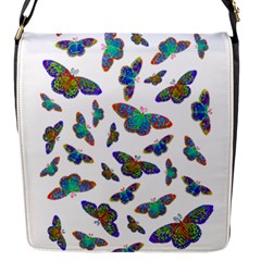 Butterflies T- Shirt Colorful Butterflies In Rainbow Colors T- Shirt Flap Closure Messenger Bag (S)