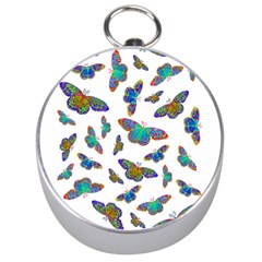 Butterflies T- Shirt Colorful Butterflies In Rainbow Colors T- Shirt Silver Compasses