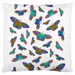 Butterflies T- Shirt Colorful Butterflies In Rainbow Colors T- Shirt Standard Premium Plush Fleece Cushion Case (Two Sides)