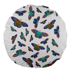 Butterflies T- Shirt Colorful Butterflies In Rainbow Colors T- Shirt Large 18  Premium Flano Round Cushions