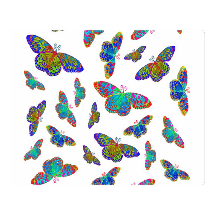 Butterflies T- Shirt Colorful Butterflies In Rainbow Colors T- Shirt Two Sides Premium Plush Fleece Blanket (Large)