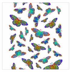 Butterflies T- Shirt Colorful Butterflies In Rainbow Colors T- Shirt Square Satin Scarf (36  x 36 )