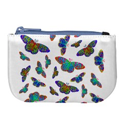 Butterflies T- Shirt Colorful Butterflies In Rainbow Colors T- Shirt Large Coin Purse