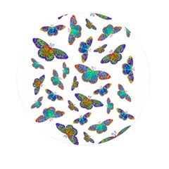Butterflies T- Shirt Colorful Butterflies In Rainbow Colors T- Shirt Mini Round Pill Box