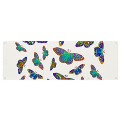 Butterflies T- Shirt Colorful Butterflies In Rainbow Colors T- Shirt Banner and Sign 12  x 4 
