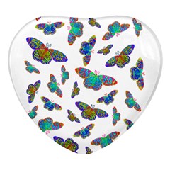 Butterflies T- Shirt Colorful Butterflies In Rainbow Colors T- Shirt Heart Glass Fridge Magnet (4 pack)