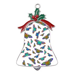 Butterflies T- Shirt Colorful Butterflies In Rainbow Colors T- Shirt Metal Holly Leaf Bell Ornament