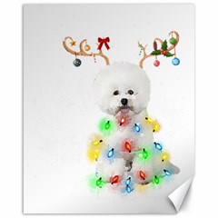 White Bichon Frise Dog Snow Reindeer S T- Shirt White Bichon Frise  Dog Snow Reindeer Santa Hat Chri Canvas 16  X 20  by ZUXUMI