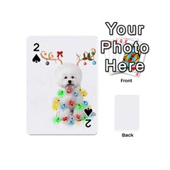 White Bichon Frise Dog Snow Reindeer S T- Shirt White Bichon Frise  Dog Snow Reindeer Santa Hat Chri Playing Cards 54 Designs (mini) by ZUXUMI