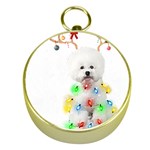 White Bichon Frise Dog Snow Reindeer S T- Shirt White Bichon Frise  Dog Snow Reindeer Santa Hat Chri Gold Compasses Front