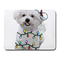 White Bichon Frise Dog T- Shirt White Bichon Frise Dog Santa Christmas Tree Lights Xmas T- Shirt Small Mousepad by ZUXUMI