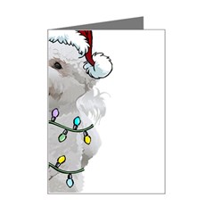 White Bichon Frise Dog T- Shirt White Bichon Frise Dog Santa Christmas Tree Lights Xmas T- Shirt Mini Greeting Card by ZUXUMI