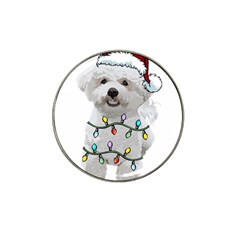 White Bichon Frise Dog T- Shirt White Bichon Frise Dog Santa Christmas Tree Lights Xmas T- Shirt Hat Clip Ball Marker (10 Pack) by ZUXUMI