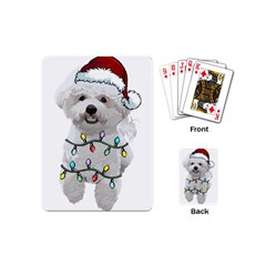 White Bichon Frise Dog T- Shirt White Bichon Frise Dog Santa Christmas Tree Lights Xmas T- Shirt Playing Cards Single Design (mini) by ZUXUMI