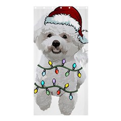 White Bichon Frise Dog T- Shirt White Bichon Frise Dog Santa Christmas Tree Lights Xmas T- Shirt Shower Curtain 36  X 72  (stall)  by ZUXUMI