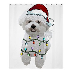 White Bichon Frise Dog T- Shirt White Bichon Frise Dog Santa Christmas Tree Lights Xmas T- Shirt Shower Curtain 60  X 72  (medium)  by ZUXUMI