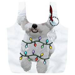 White Bichon Frise Dog T- Shirt White Bichon Frise Dog Santa Christmas Tree Lights Xmas T- Shirt Full Print Recycle Bag (xxxl) by ZUXUMI