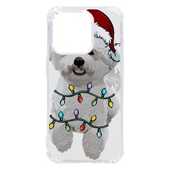 White Bichon Frise Dog T- Shirt White Bichon Frise Dog Santa Christmas Tree Lights Xmas T- Shirt Iphone 14 Pro Tpu Uv Print Case by ZUXUMI