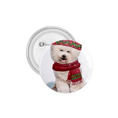 White Bichon Frise Santa Xmas T- Shirt Red Winter Hat Scarf Christmas Cap White Bichon Frise  Santa 1 75  Buttons by ZUXUMI