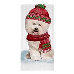 White Bichon Frise Santa Xmas T- Shirt Red Winter Hat Scarf Christmas Cap White Bichon Frise  Santa Shower Curtain 36  X 72  (stall)  by ZUXUMI