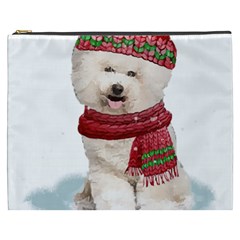 White Bichon Frise Santa Xmas T- Shirt Red Winter Hat Scarf Christmas Cap White Bichon Frise  Santa Cosmetic Bag (xxxl) by ZUXUMI