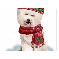 White Bichon Frise Santa Xmas T- Shirt Red Winter Hat Scarf Christmas Cap White Bichon Frise  Santa Two Sides Premium Plush Fleece Blanket (large) by ZUXUMI