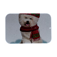 White Bichon Frise Santa Xmas T- Shirt Red Winter Hat Scarf Christmas Cap White Bichon Frise  Santa Open Lid Metal Box (silver)   by ZUXUMI