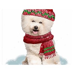 White Bichon Frise Santa Xmas T- Shirt Red Winter Hat Scarf Christmas Cap White Bichon Frise  Santa Premium Plush Fleece Blanket (medium) by ZUXUMI