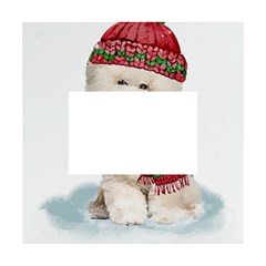 White Bichon Frise Santa Xmas T- Shirt Red Winter Hat Scarf Christmas Cap White Bichon Frise  Santa White Box Photo Frame 4  X 6  by ZUXUMI