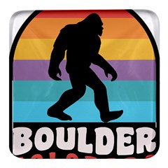 Boulder T- Shirt Boulder Colorado Bigfoot Sasquatch Hiking Camping T- Shirt Square Glass Fridge Magnet (4 Pack) by JamesGoode