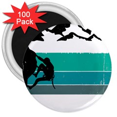 Boulder T- Shirt Climbing Bouldering Fun Mountaineering T- Shirt 3  Magnets (100 Pack) by JamesGoode