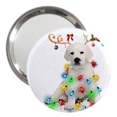 White Labrador Dog Snow Reindeer Santa T- Shirt White Labrador  Dog Snow Reindeer Santa Hat Christma 3  Handbag Mirrors by ZUXUMI